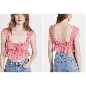 Ciao Lucia $245 Cinetta Melon Pink Seersucker Crop Top Size Small NWT
